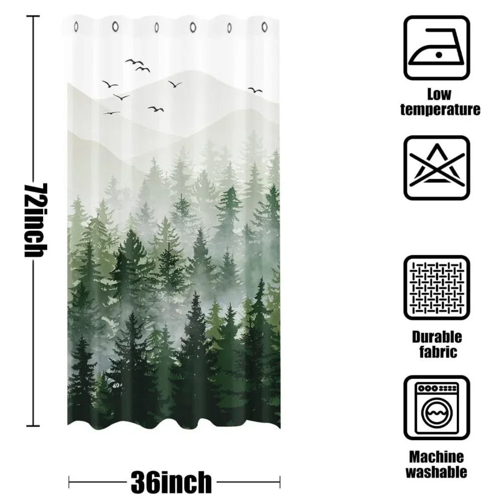 Green woodland forest shower curtain